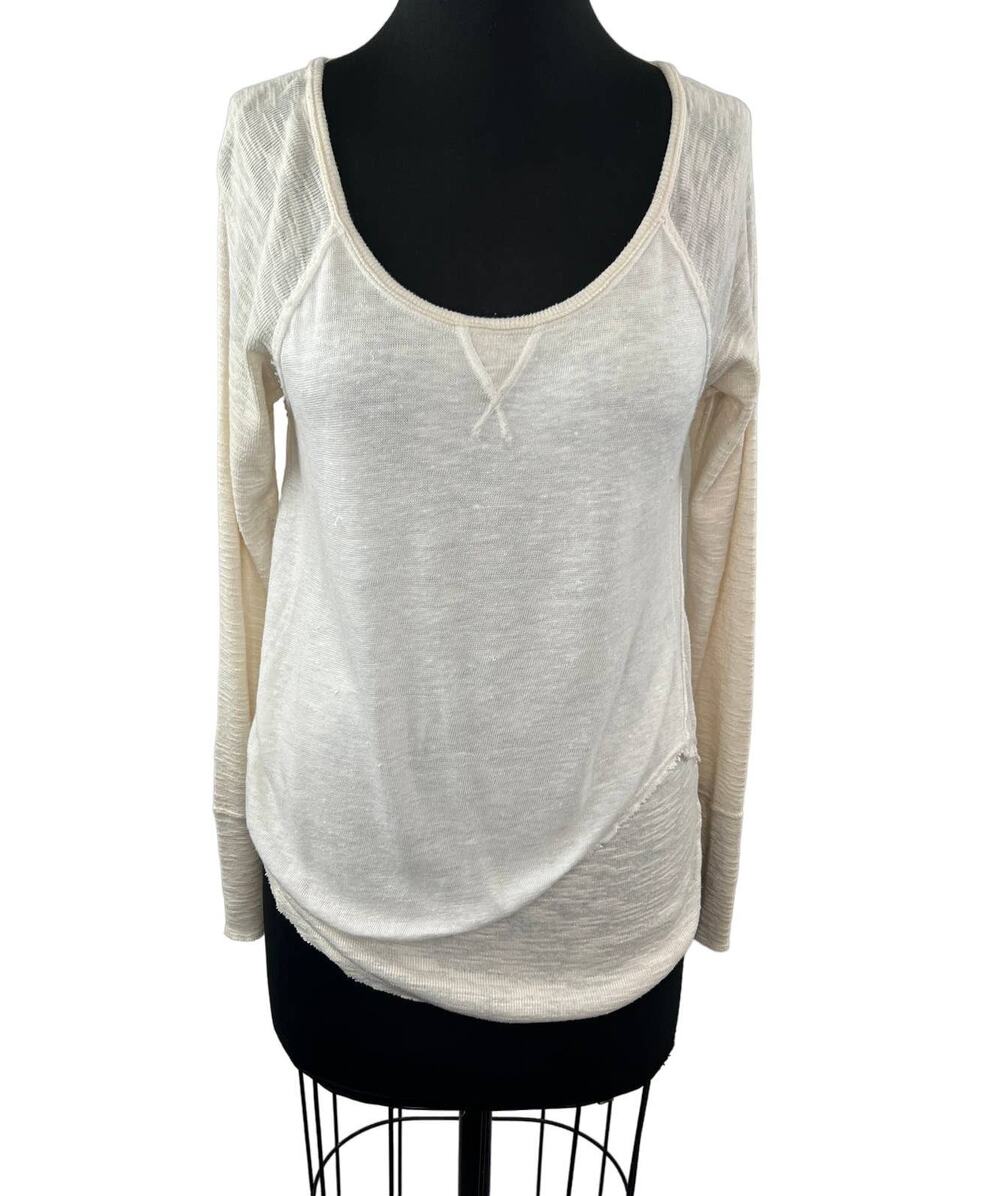 Free People We The Free Cream Friday Feeling Layered Thermal Long Sleeve Tee S